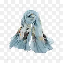 蓝色真丝桑蚕丝围巾