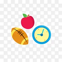 手绘苹果橄榄球 钟表