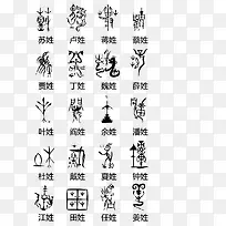 黑色甲骨文字体百家姓