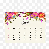 灰色2018年6月花朵日历
