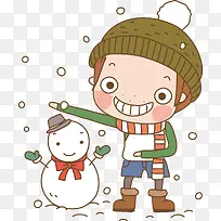 雪人雪球人物插画