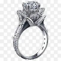 产品实物立体花朵镶嵌型钻石戒指