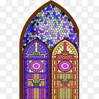 教堂玻璃花纹彩绘素材