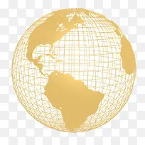 黄色地球线框模型