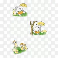 小白兔打伞回家