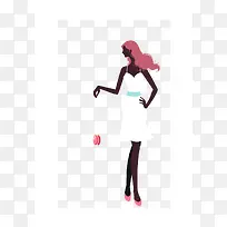 穿白色连衣裙的美女矢量素材