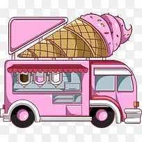 粉色立体冰淇淋车
