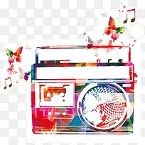 收音机 水彩收音机 装饰图案