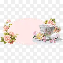 茶杯花朵横幅