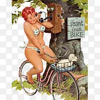 胖妞骑自行车