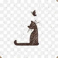 猫咪和蝴蝶背影背景素材