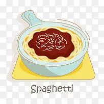经典肉酱意大利面条矢量插画