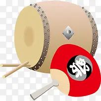 矢量大鼓和日本扇子素材