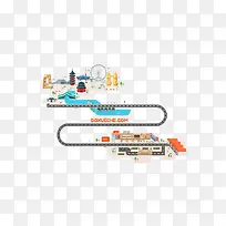 手绘城市建筑