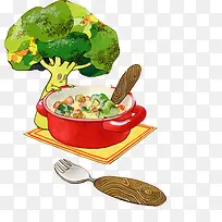 蔬菜套餐手绘画素材图片