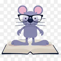 矢量图 爱学习的小老鼠