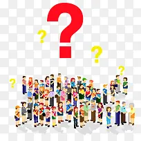 问号与人群卡通创意图