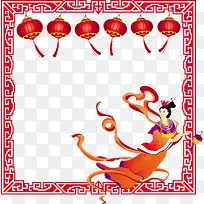 矢量中秋红色边框下载