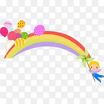 卡通彩虹气球小孩风车