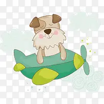 坐飞机的小狗矢量图