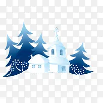 矢量雪中的卡通房子