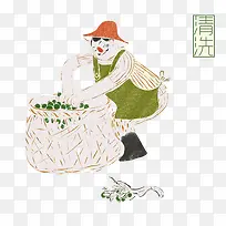 卡通绿色梅子