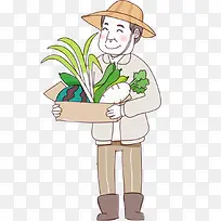 卡通拿着蔬菜的男人