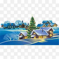 冬季圣诞节雪地小屋