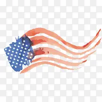 波浪水彩美国国旗