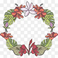 手绘热带花卉装饰框