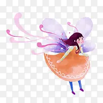 飞翔的卡通蝴蝶女孩