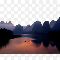 广西桂林山水黄昏
