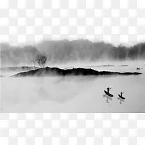 水墨传统湖