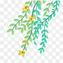 浅色小黄花手绘树枝