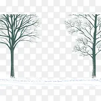 雪地里的光秃秃的树枝