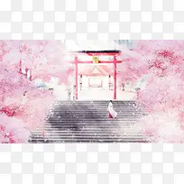 粉色梦幻花朵台阶