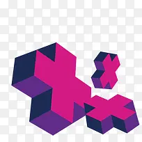 紫色立体方块排列组合