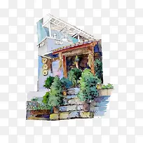 卡通石头台阶
