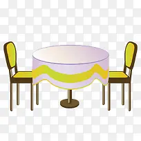 矢量餐厅圆桌椅子