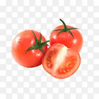 实物红色切开带藤樱桃番茄