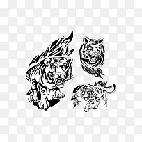 火焰老虎图腾矢量素材