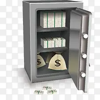 不规则图案 保险箱 金钱