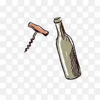 红酒瓶和开瓶器
