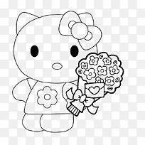 拿着花的小猫