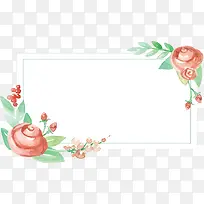 手绘红玫瑰婚礼标题框