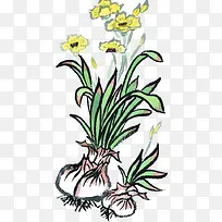 水墨水仙花
