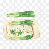 豆腐皮白菜手绘画素材图片