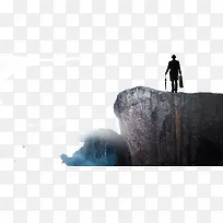 高峰上的绅士背影