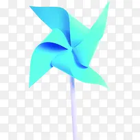 蓝色折纸创意风车手绘