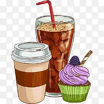 卡通矢量零食咖啡可乐雪糕